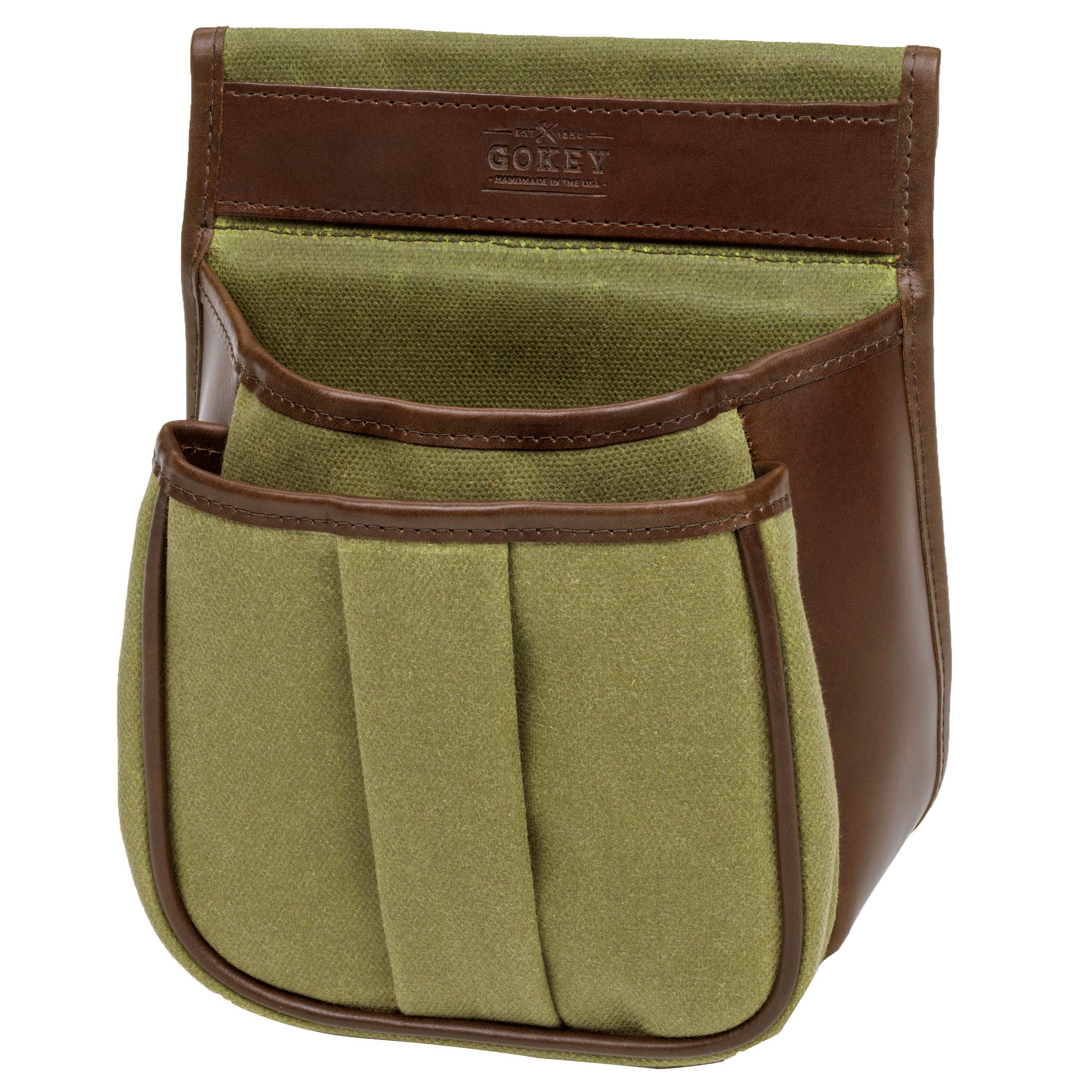 Olive Canvas & Leather Divided Shell Pouch – Gokey USA