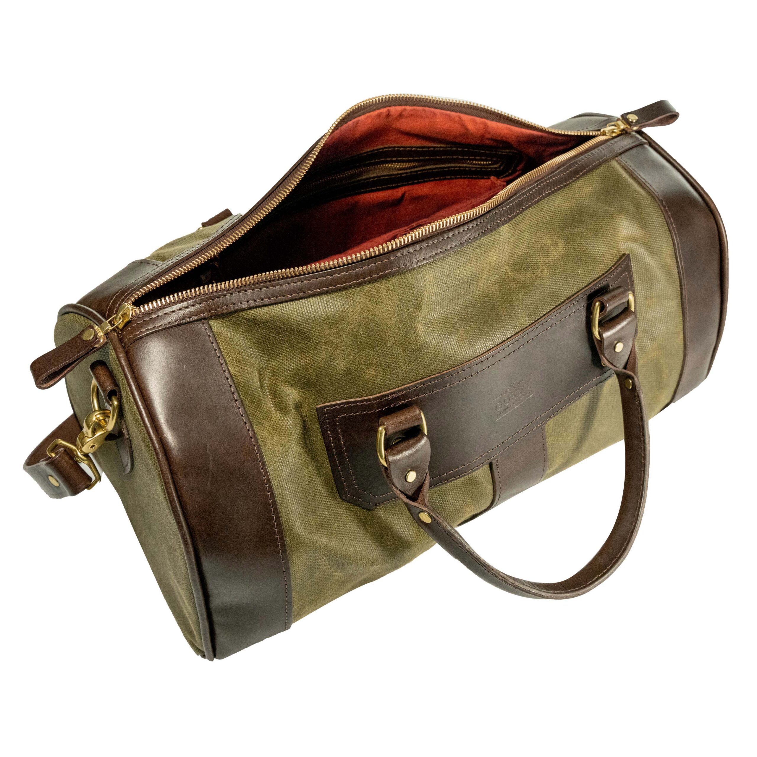Olive Canvas & Leather Duffel Bag - Medium – Gokey USA
